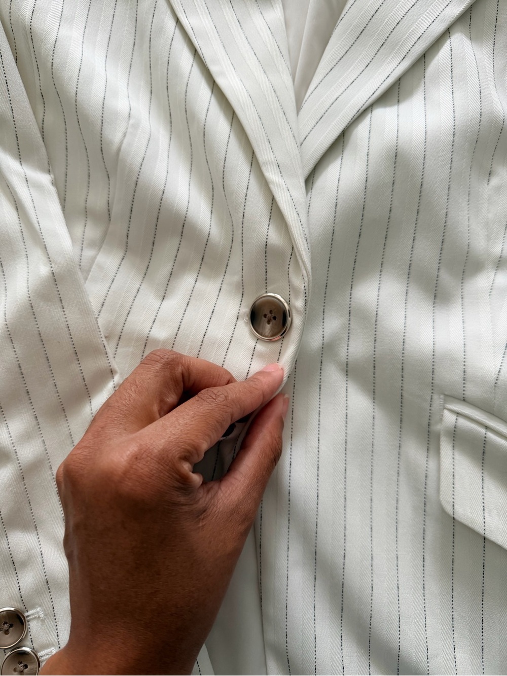 White House Black Market White Pinstripe Blazer - Picture 5 of 7